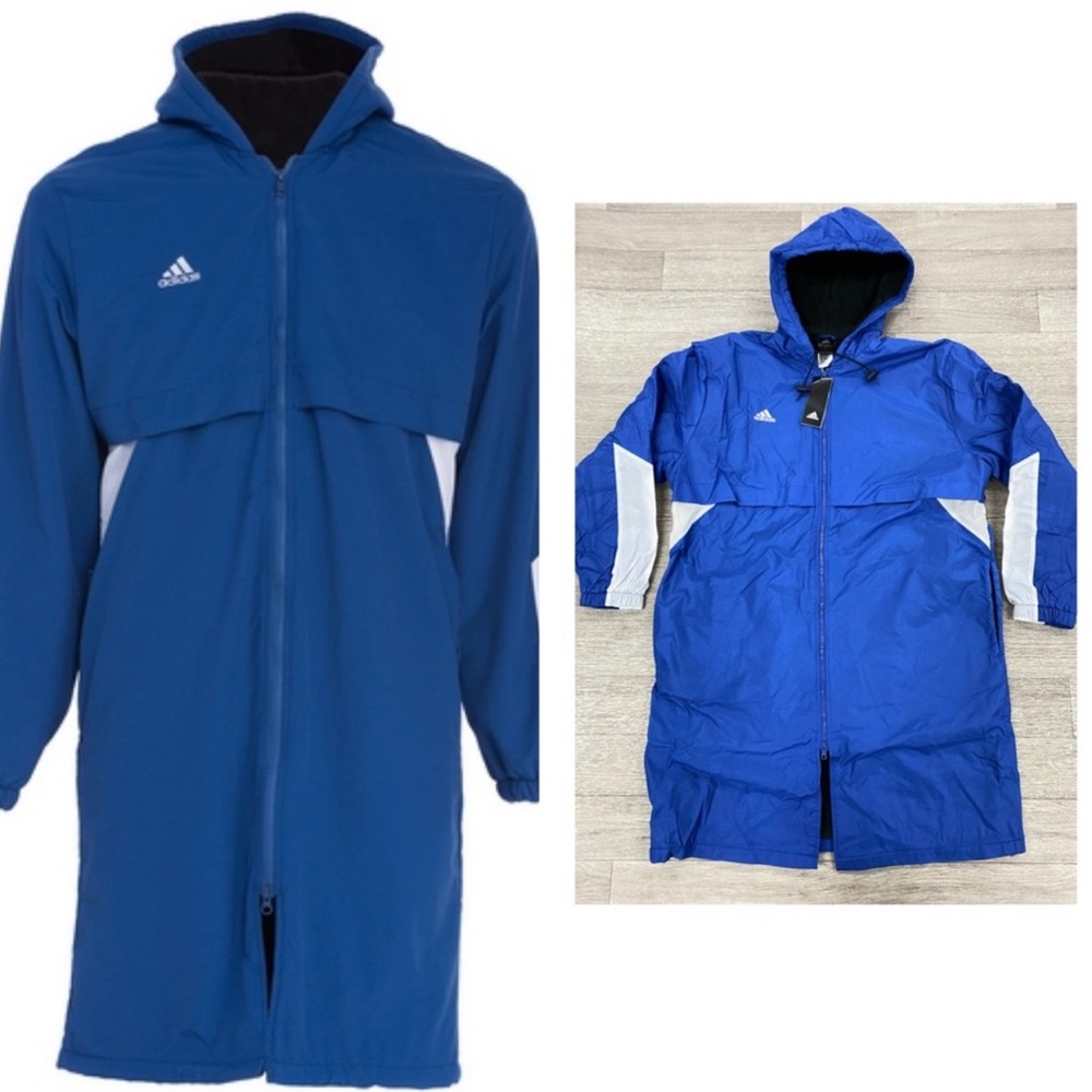 Brand NEW with tags- Adidas UNISEX  fleece lined swim parka XS Blue & White